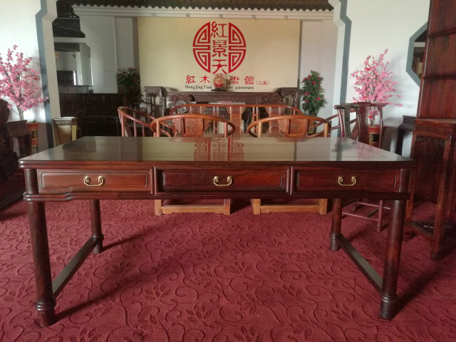 老挝大红酸�枝办公桌