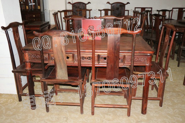 老挝大红酸枝长方桌 七件套
