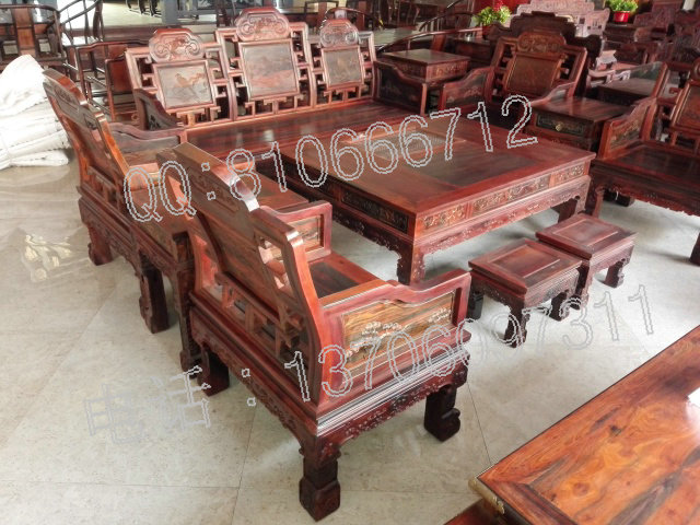 老挝大红酸枝沙发 12件套
