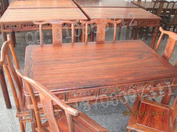 老挝大红酸枝餐桌 七件套