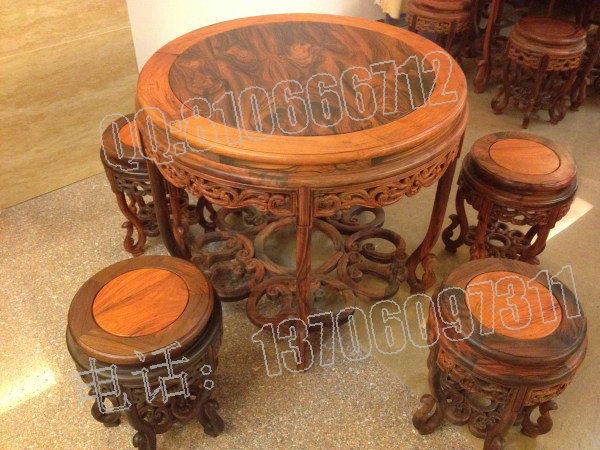 老挝大红酸枝圆形餐桌