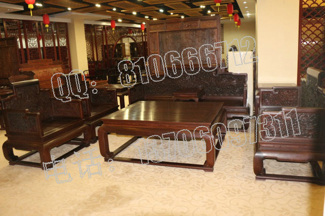 老挝大红酸枝宝座沙发