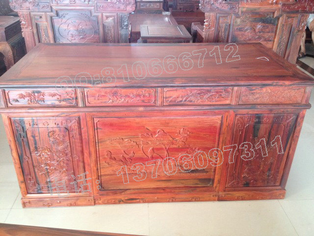 老挝大红酸枝书桌 清式1.6米